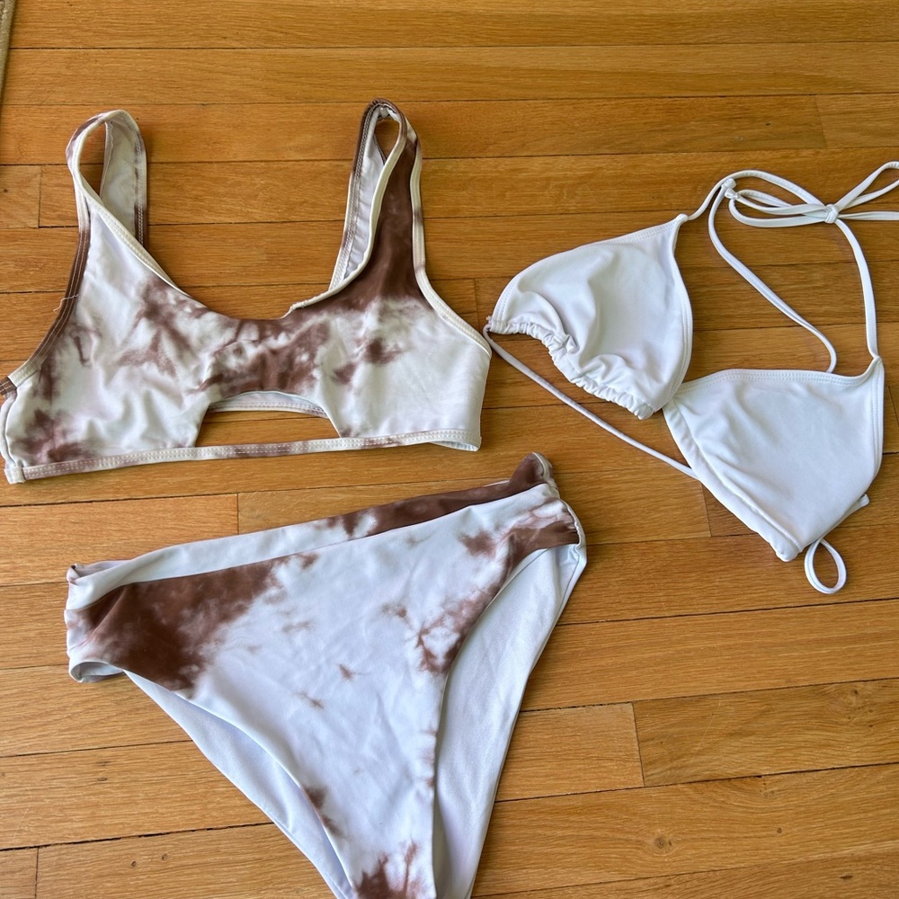 Brown & White Bikini High Waist